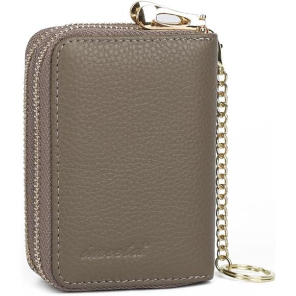 RFID Leather Card Wallet Credit Card Holder Keychain Business Wallet Women Men - Picture 2 of 7